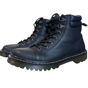 Dr Martens FAORA Women Combat Boots Size 9 Black Leather Lace Up Lug Sole